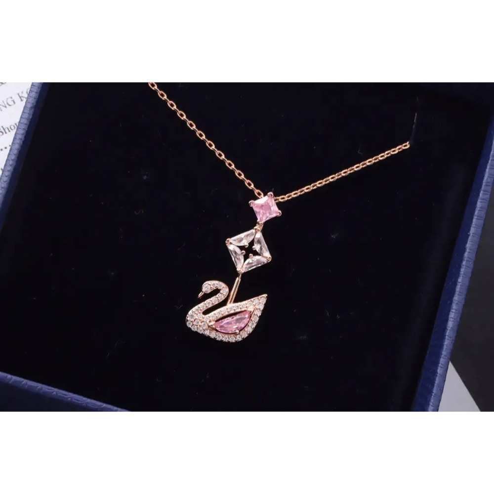 Swarovski pink swan necklace